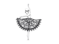 Ажурная серебряная брошь «Балерина»